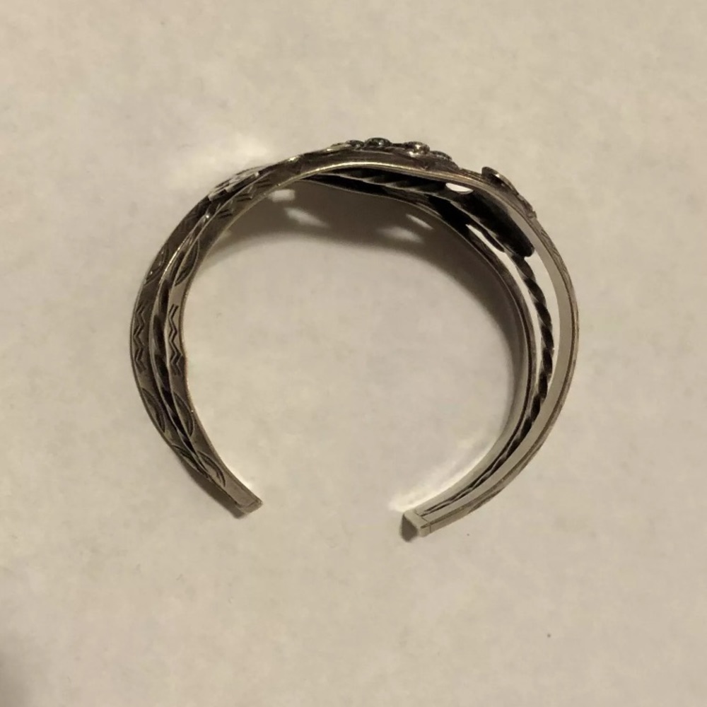 Vintage silver turquoise concho cuff bracelet - Picture 5 of 8